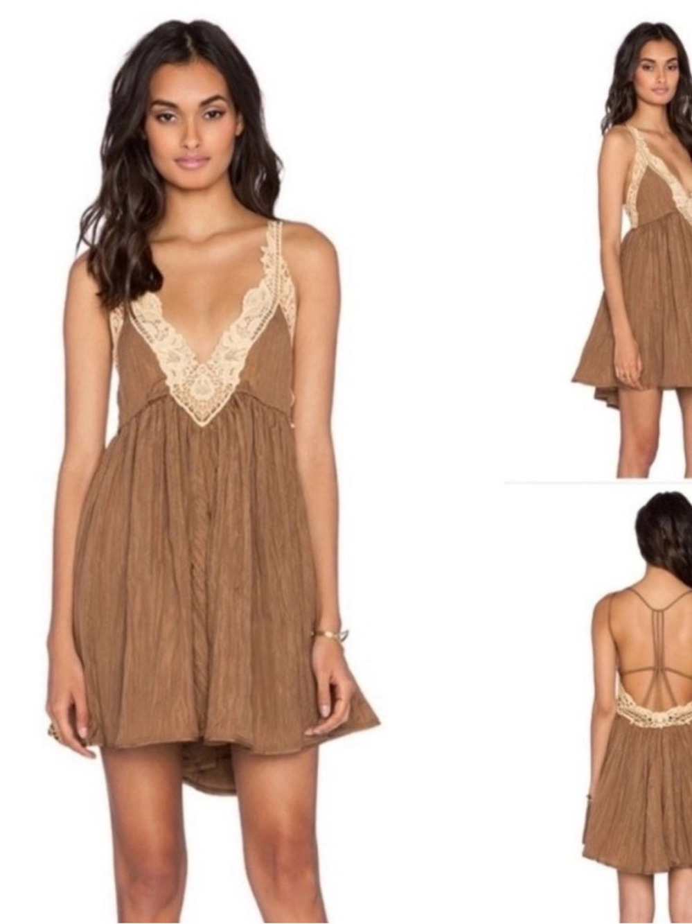 Free People Breathless Mini Dress in Martini Brown